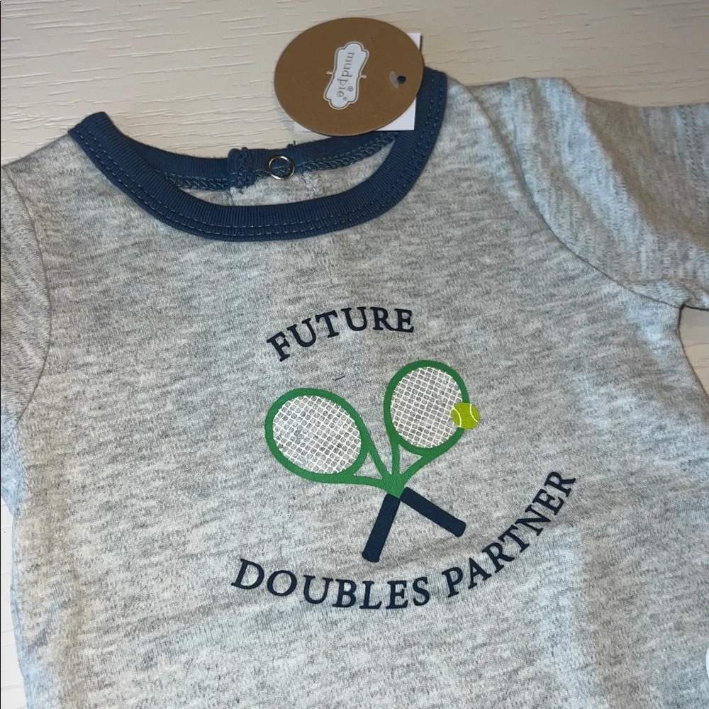 Mud Pie Baby Boy Tennis Set Bodysuit Pants 0-3 6-9 months